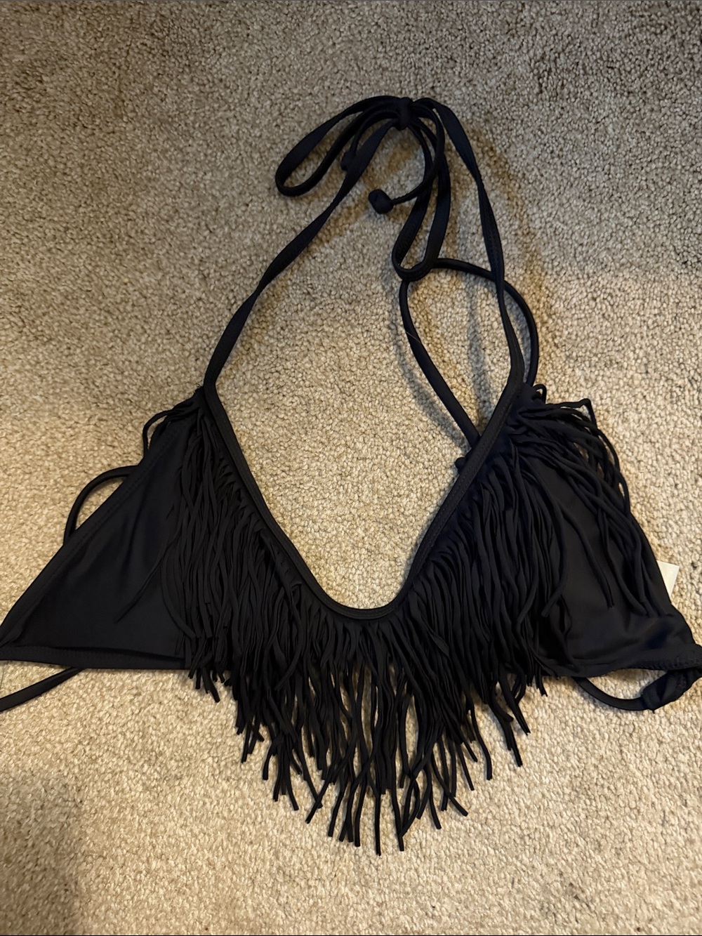 Body Glove Black Fringe Halter Bikini Top